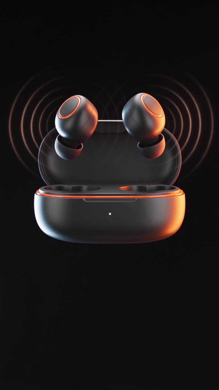 A moment from the finished wireless earbuds 3D ad
