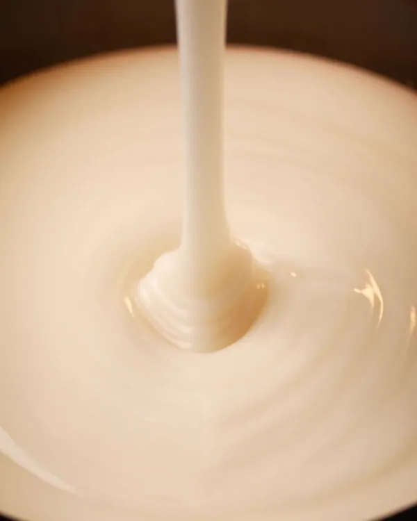 Free photo example: creamy wax pours into the candle jar