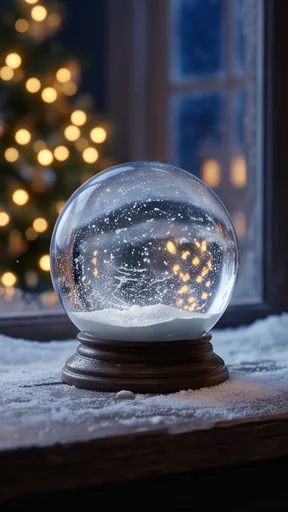 1: A snow globe on a frosty window ledge