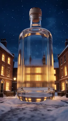 3: The giant bottle between the houses